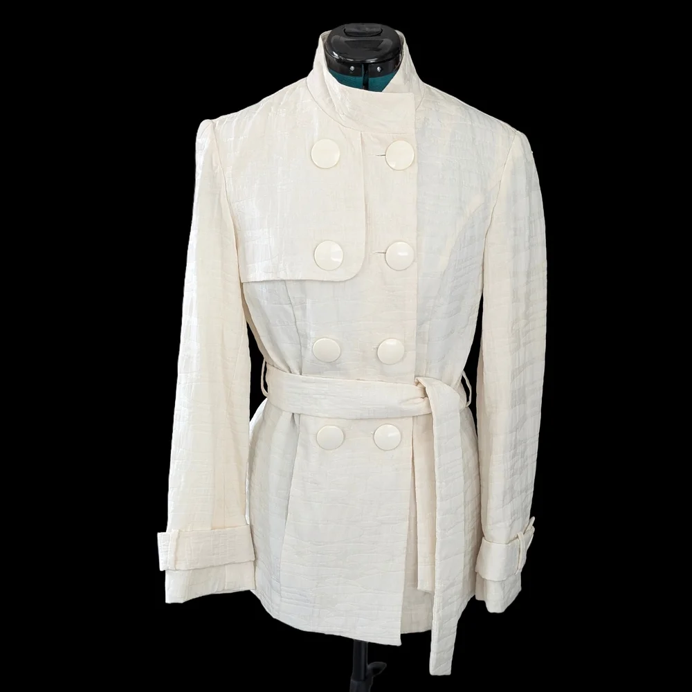 mac & jac Off-White Double-Breasted Trench Coat - Picture 1 of 8